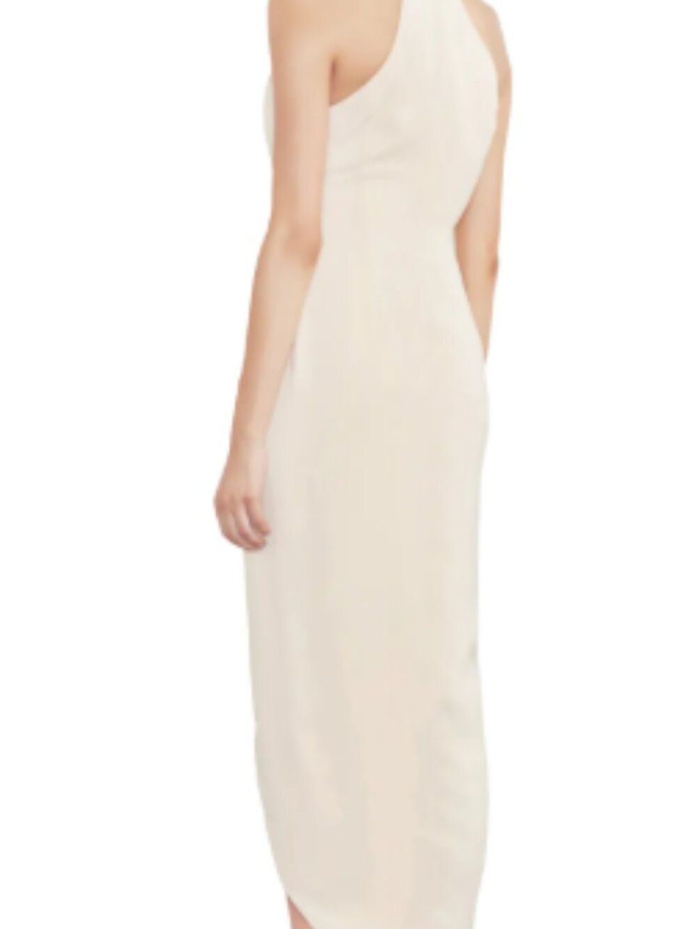 Shona Joy Core High Neck Ruched Maxi Dress US 6 Nude Bridesmaid Formal Gown - Picture 3 of 6